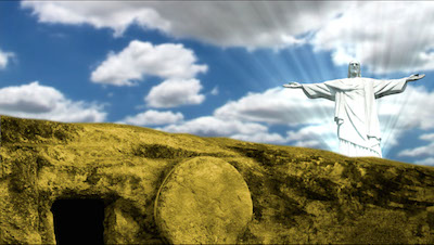 Read more about the article Jesus With Open Arms Outside The Tomb