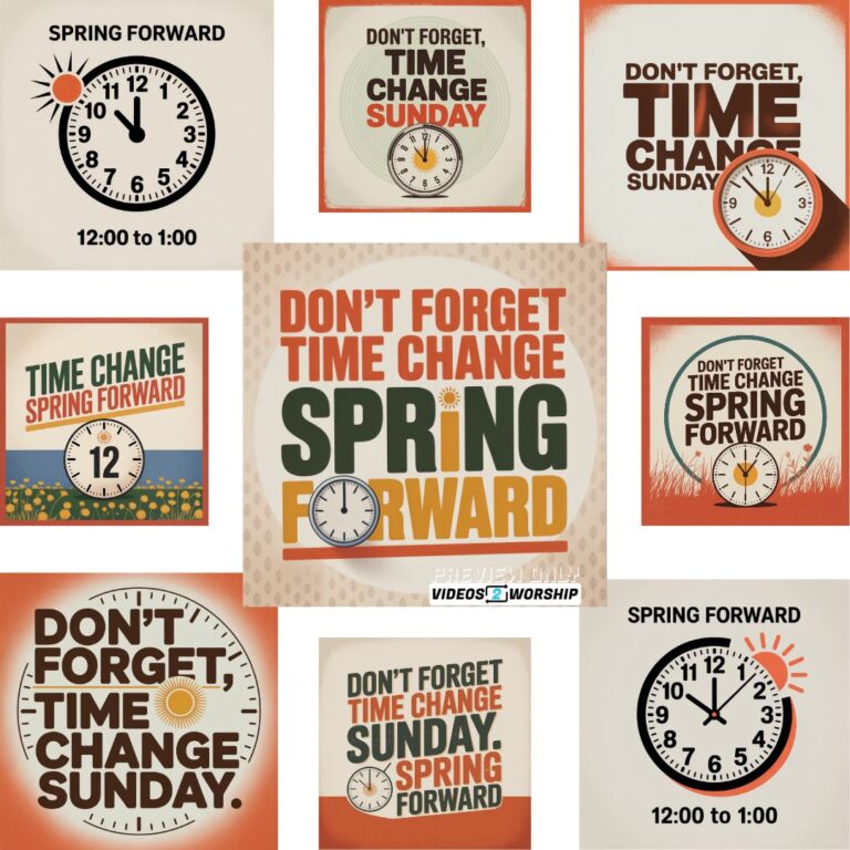 Read more about the article Spring Forward Church Graphics Pack | Daylight Saving Time Change Slides